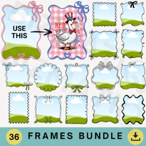Canva Editable Coquette Bow Border Frames BUNDLE
